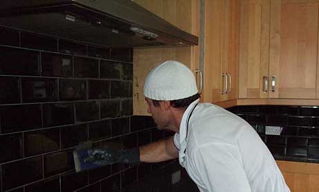 Adrian grouting black ceramic kitchen wall tiles