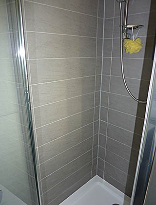 Shower tray and tiled shower walls