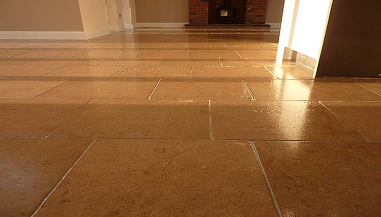 Honey-coloured natural limestone floor